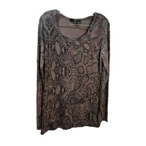 Women's Blouse Brown Snake Skin Shirt‎ Large